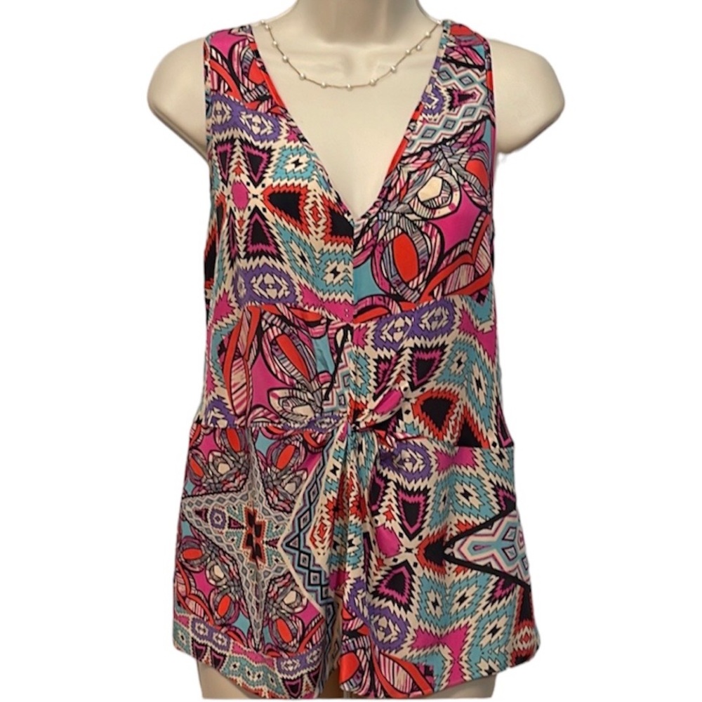 Anthro Liefnotes Colorful Tribal Print Silk Tank Top